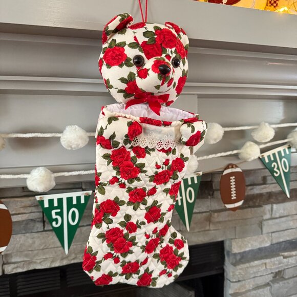 Vintage 3D Milaca Roses & Lace Teddy Stocking - Picture 3 of 12